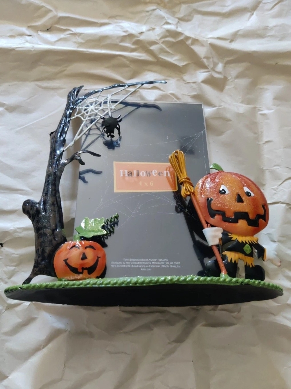 Kohl's Orange and Black Halloween Pumpkin Photo Frame